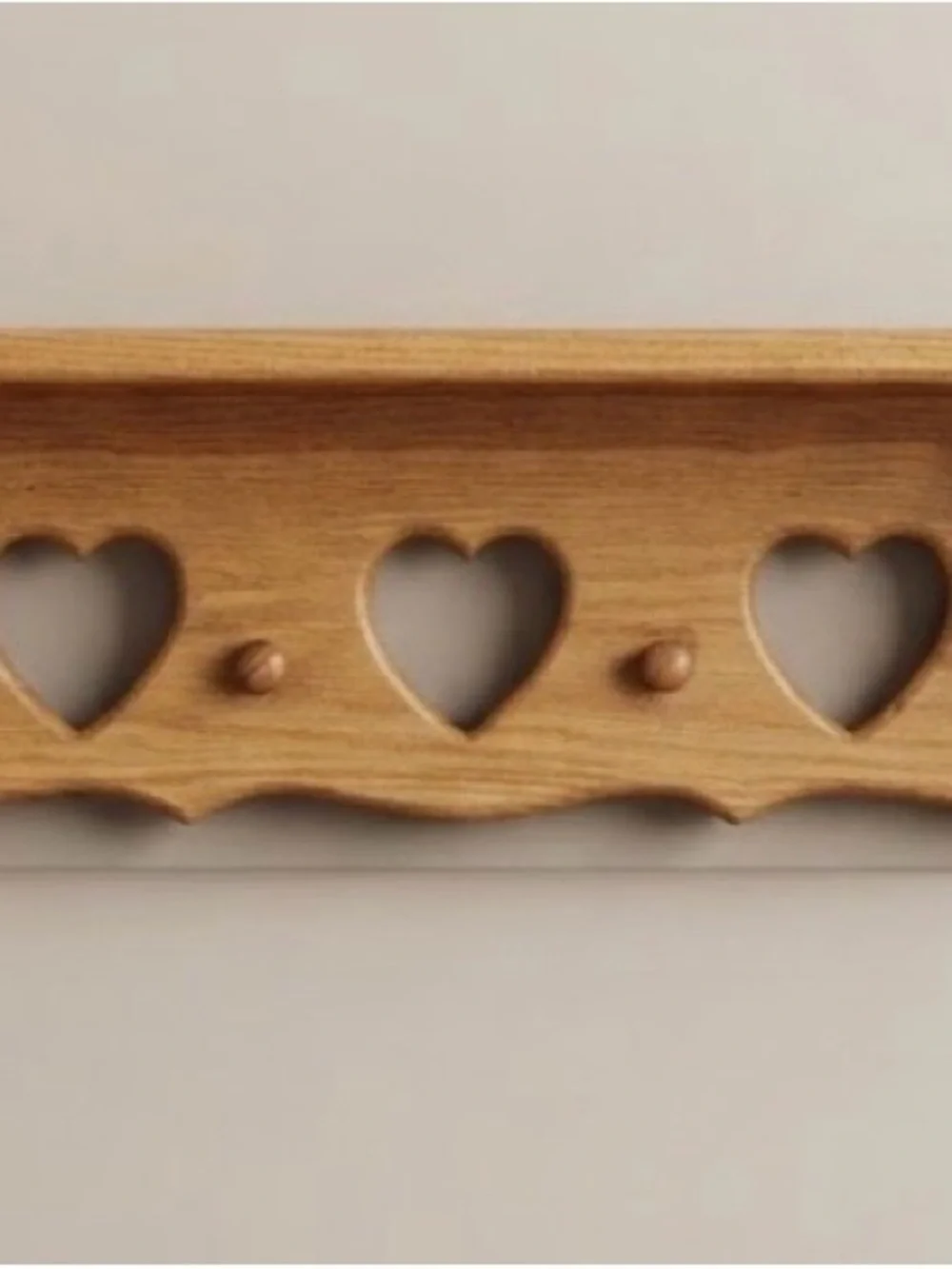 Wooden Heart Accent Wall Shelf - Natural Brown